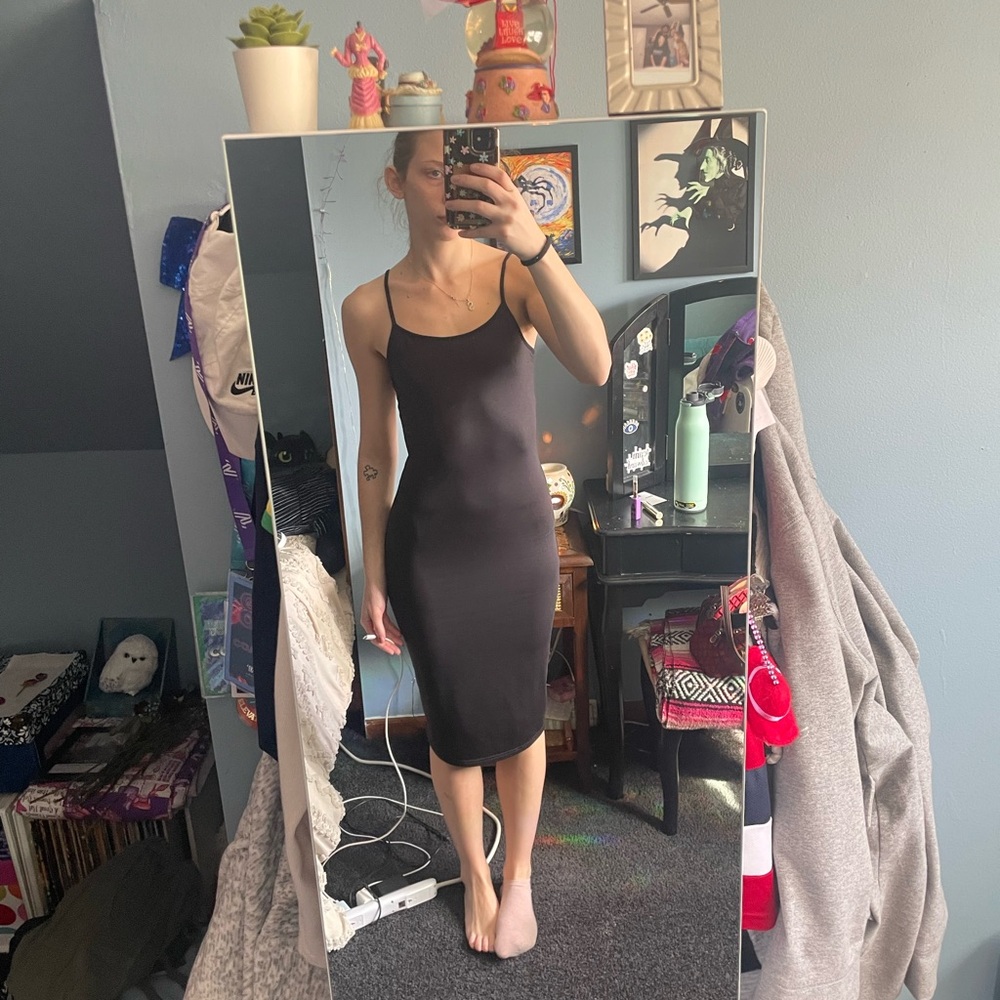 Black Ribbed Bodycon Midi Dress Amazon